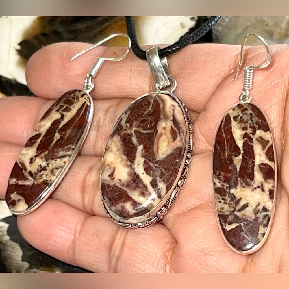 Coconut Jasper Pendant & Earrings Set